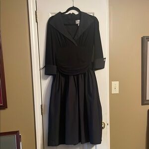 Elegant Black Dress with Shawl Collar